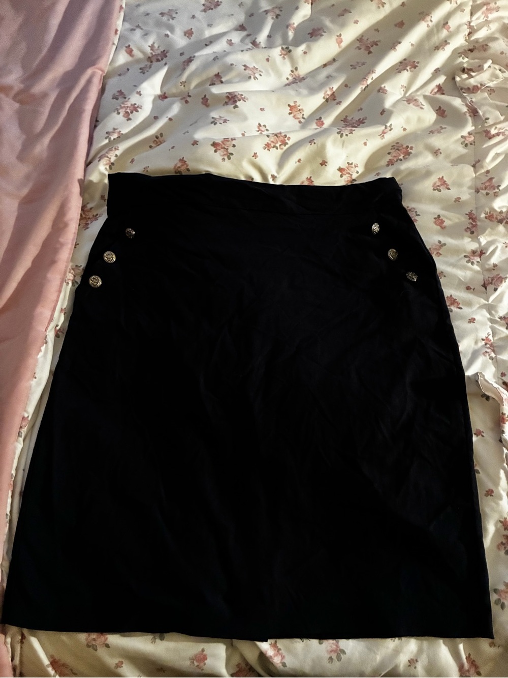 Black Mini Skirt with Side Button Accents